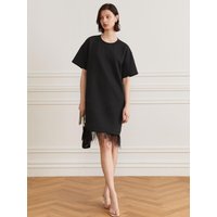 YY Fringed Loose Fit Mini Dress Black
