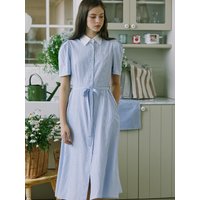 Puff Stripe Shirt Dress