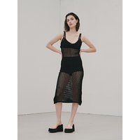Net Sleeveless Midi Dress Black