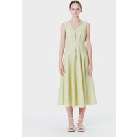 V-NECK PINTUCK PLEATED MAXI DRESS YELLOW MBCSOPYE