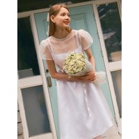 Daisy See-through Petal Sleeve Lace Dress