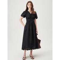 V-Neck Embroidery Maxi Dress Black