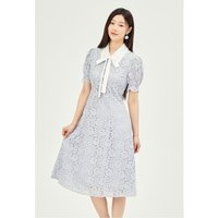 Lace Coloring Collar Flare Dress GPPOP