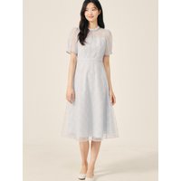 Sequin Back Ribbon Flared Dress GPMOP