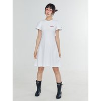 LOGO OPEN BACK DRESS - white