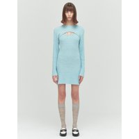 BOUCLE KNIT DRESS, SKY BLUE