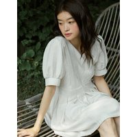 Volume v neck mini dress