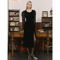 Stella See-Through Detail Velvet Dress