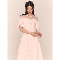 Alexandra Mesh Contrast Flare Maxi Dresscolor
