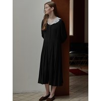 Vintage lace collar pleats dress