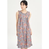 Light Purple Rose Sleeveless Cotton Dress Sleepwea