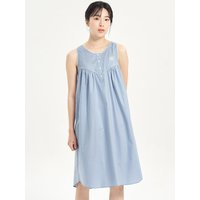 Classic Blue Sleeveless Cotton Dress Sleepwear