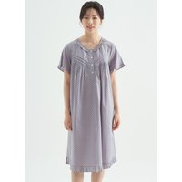 Purple Pink Dot Short-Sleeved Cotton Dress Sleepwe