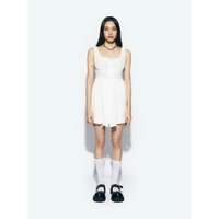 RUFFLE SLEEVELESS MIDI DRESS WHITE
