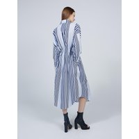 [ESSENTIAL] Side pleated stripe shirt dress