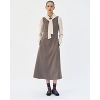 Sleeveless boat neck slit long dress Dusty Brown