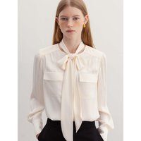 Peyton Ribbon Tie Out Pocket Blouse Cream