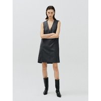 V - NECK OPEN MINI DRESS, GREY