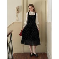 Mesh Polka Dot Velvet Dress