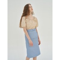 Triangle point blouse yellow beige