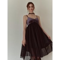 Velvet tulle dress Dark navy