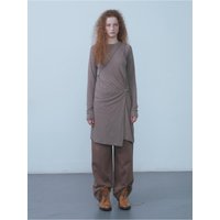 One Shoulder Wrap Dress Light Brown