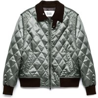 QUILTED BOMBER JACKET SATIN GREEN