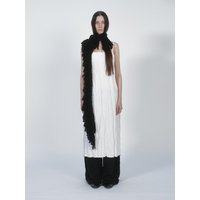 MIXED TEXTURE SLEEVELESS DRESS IN WHITE