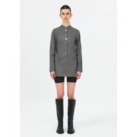 SNAP BUTTON LONG SLEEVE MINI DRESS GREY