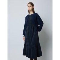 Knit Bolero Tiered Corduroy Long Dress [Dark Navy] DN_CPSE
