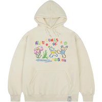 Unisex Drawing Cotton-Polyester Hoodie [beige]