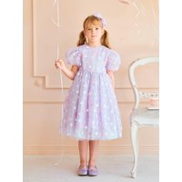 Heart Bubble High-Waisted Puff Sleeve Dress [PURPLE]