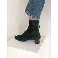 square middle earth ankle boots deep green