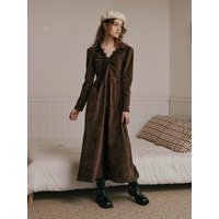 DD_V-neck lace long sleeves dress