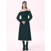 Delicate Off-Shoulder Satin A-line Dress Y