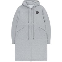 Zip-up Hooded Midi Cotton-blend Dress [Grey]