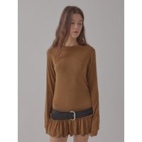 Frill Layered Cotton Blend Dress [GREEN]