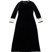 Velvet Round Neck Stretchy Dress [Black]