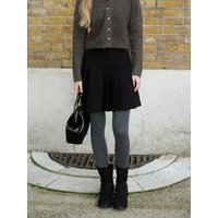 Pleated Knit Semi A-line Skirt [Beige]