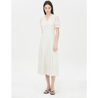 Lace Shirring V-neck Dress SAOPCR