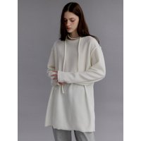 Long Sleeve Knit Gathered Dress [Ivory]