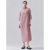 Turtleneck Half-Sleeve Layered Dress [Pink]