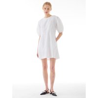 Stitch Pin Tuck Shirring Mini Dress [Beige]