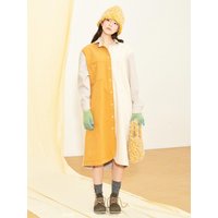 Divide Cotton Block Shirt Dress [IVORY]