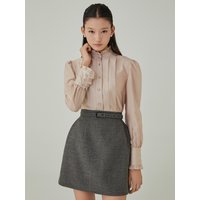High Waisted A-line Wool Skirt [Charcoal Grey]