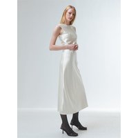 Satin Maxi Slip Dress [White]
