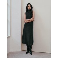Sleeveless Turtleneck Slim Maxi Knit Dress [Charcoal]