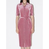 Front Open Fitted Velvet Dress [Pink]