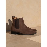 Square Toe Premium Suede Chelsea Boots [Dark Brown] ALC