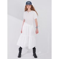 Frill Cancan Three-Tiered Maxi Dress [Beige]